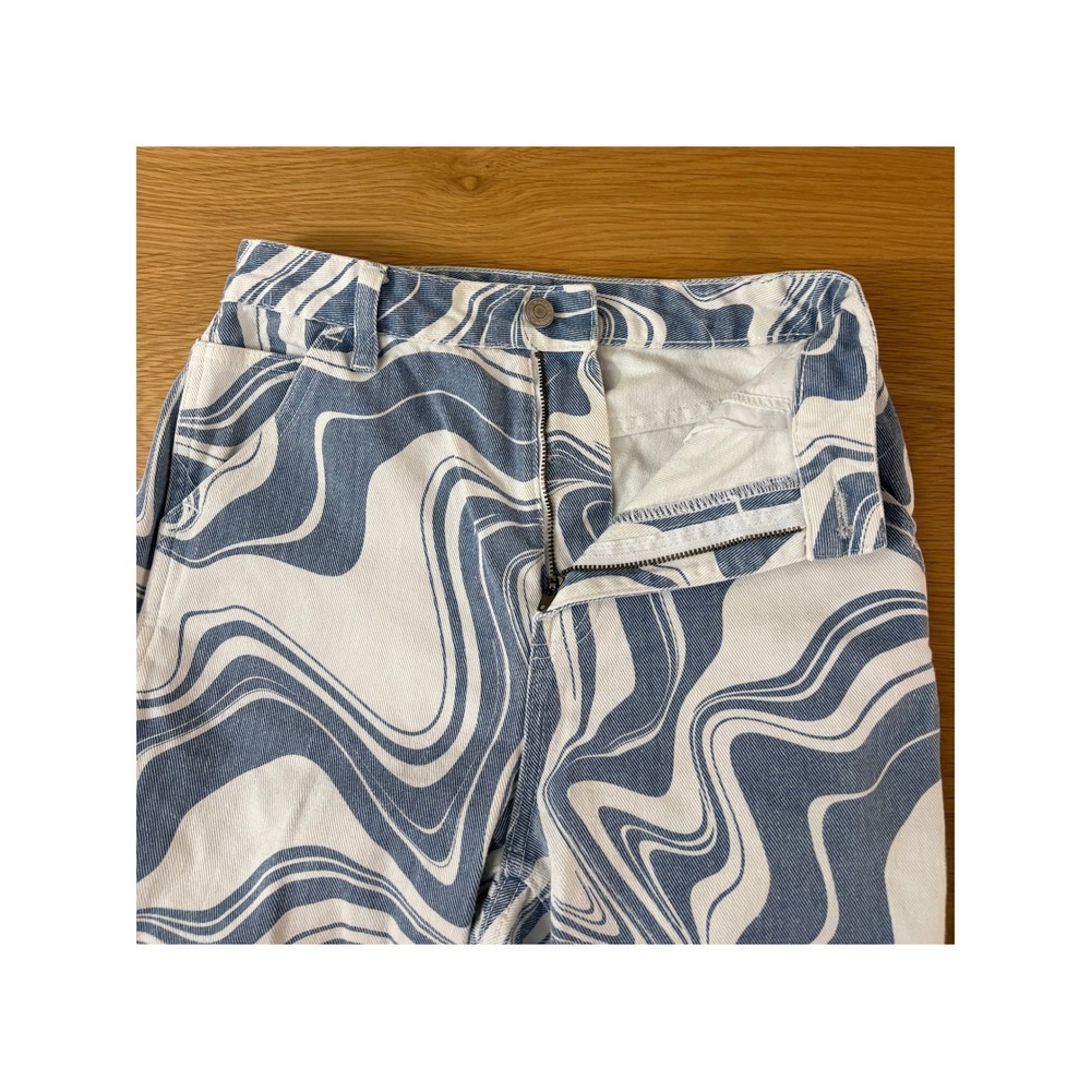 PacSun 90s BF Carpenter Jeans Blue White Marble Swirl Print Pants 25 - Picture 11 of 11